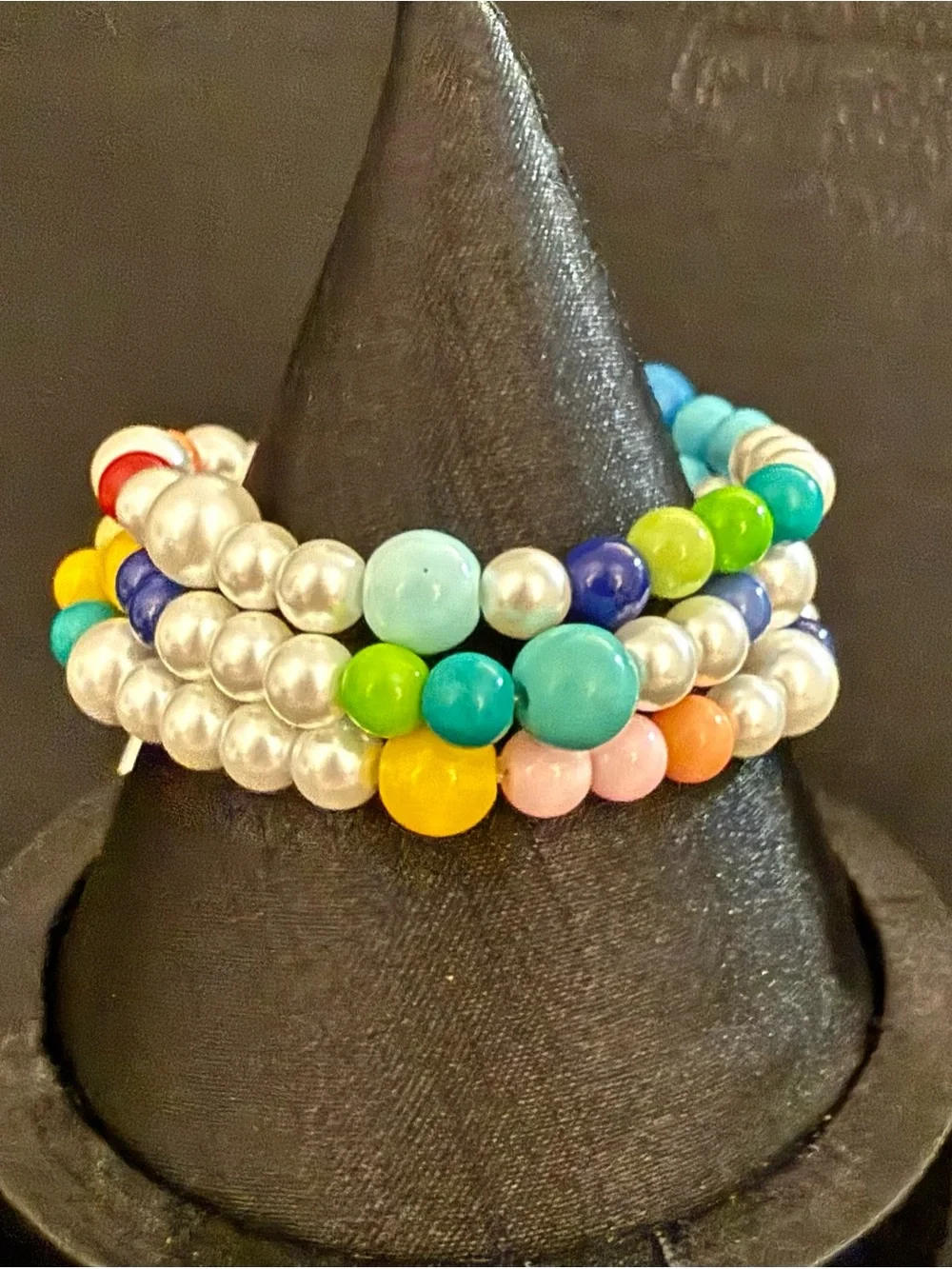 RUSH by Denis & Charles 3 Stack Stretch Bracelets Faux Pearl Color Bead Set